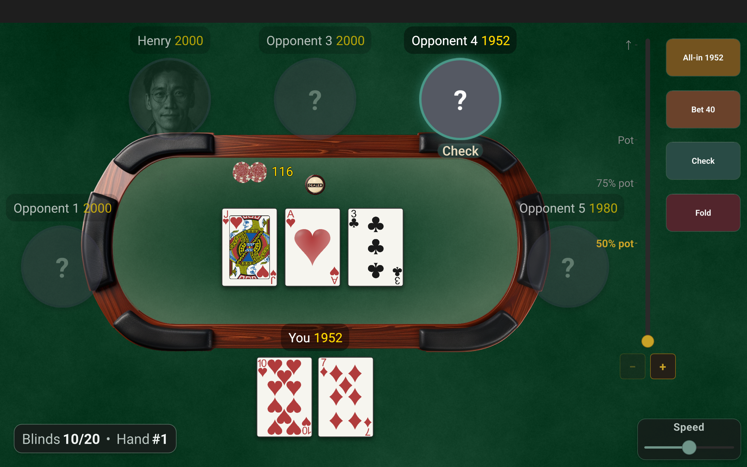 SparringPoker Opponent Reading with hidden player identities